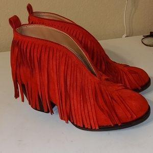 Red fringe booties!